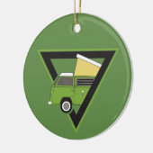 driehoekige klassieke groene camper van keramisch ornament (Links)