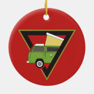 driehoekige klassieke groene camper van keramisch ornament