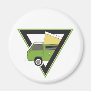 driehoekige klassieke groene camper van magneet