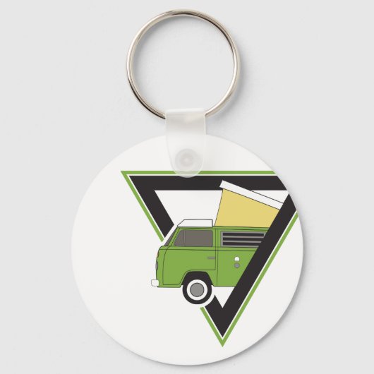 driehoekige klassieke groene camper van sleutelhanger (Voorkant)