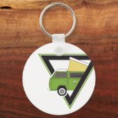 driehoekige klassieke groene camper van sleutelhanger (Voorkant)