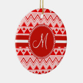 Driehoekige monogram Red Aztec Andes Tribal Mounta Keramisch Ornament (Rechts)
