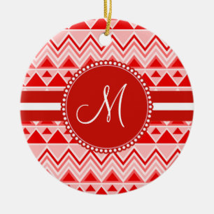 Driehoekige monogram Red Aztec Andes Tribal Mounta Keramisch Ornament