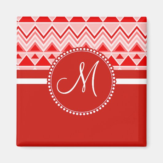 Driehoekige monogram Red Aztec Andes Tribal Mounta Magneet (Voorkant)