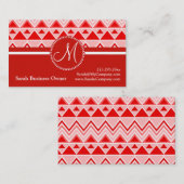 Driehoekige monogram Red Aztec Andes Tribal Mounta Visitekaartje (Voorkant / Achterkant)