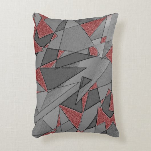 Driehoekige ruw snijdsels, op rode achtergrond accent kussen (Voorkant(Verticaal))