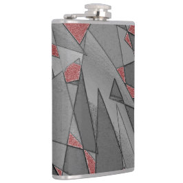 Driehoekige ruw snijdsels, op rode achtergrond heupfles