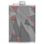 Driehoekige ruw snijdsels, op rode achtergrond heupfles (Voorkant)