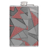 Driehoekige ruw snijdsels, op rode achtergrond heupfles (Achterkant)