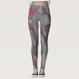 Driehoekige ruw snijdsels, op rode achtergrond leggings