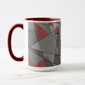 Driehoekige ruw snijdsels, op rode achtergrond mok (Links)