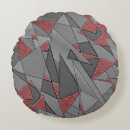 Driehoekige ruw snijdsels, op rode achtergrond rond kussen