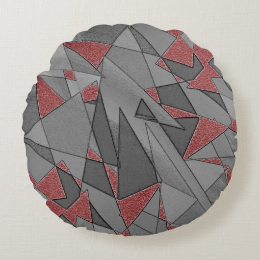 Driehoekige ruw snijdsels, op rode achtergrond rond kussen (Voorkant)