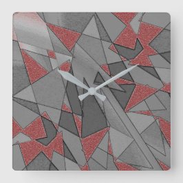 Driehoekige ruw snijdsels, op rode achtergrond vierkante klok