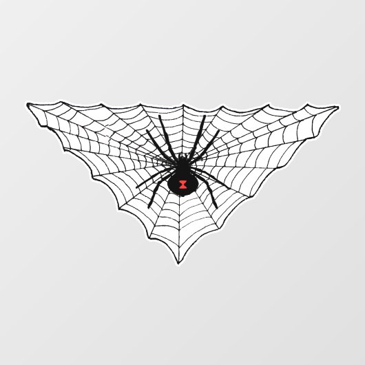 Driehoekige Spider Web Black Widow Red Hourglass Raamsticker (Vel)
