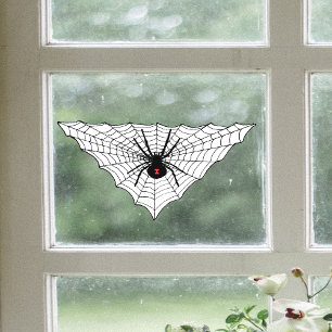 Driehoekige Spider Web Black Widow Red Hourglass Raamsticker