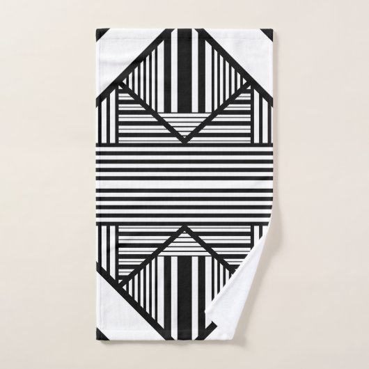 Driehoekige strepen 2 in zwart-wit bad handdoek (Handdoek)