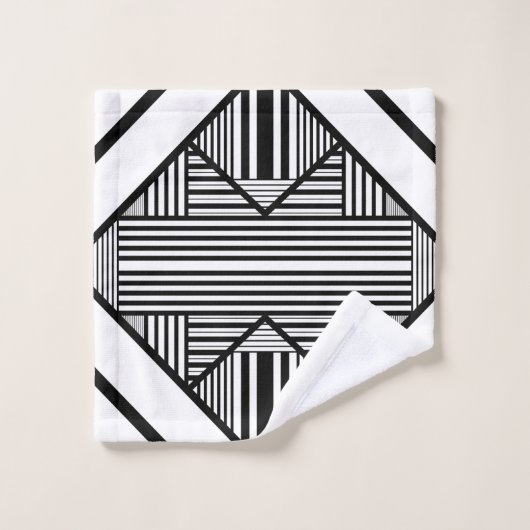 Driehoekige strepen 2 in zwart-wit bad handdoek (Wasdoekje)