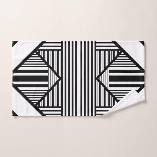 Driehoekige strepen 2 in zwart-wit bad handdoek (Handdoek)