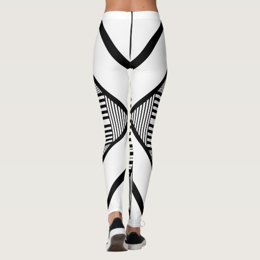 Driehoekige strepen 2 in zwart-wit leggings (Achterkant)
