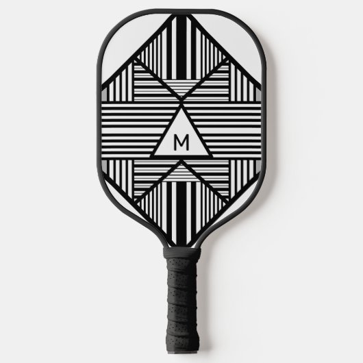 Driehoekige strepen 2 in zwart-wit pickleball paddle (Voorkant)