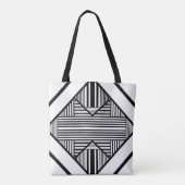 Driehoekige strepen 2 in zwart-wit tote bag (Achterkant)