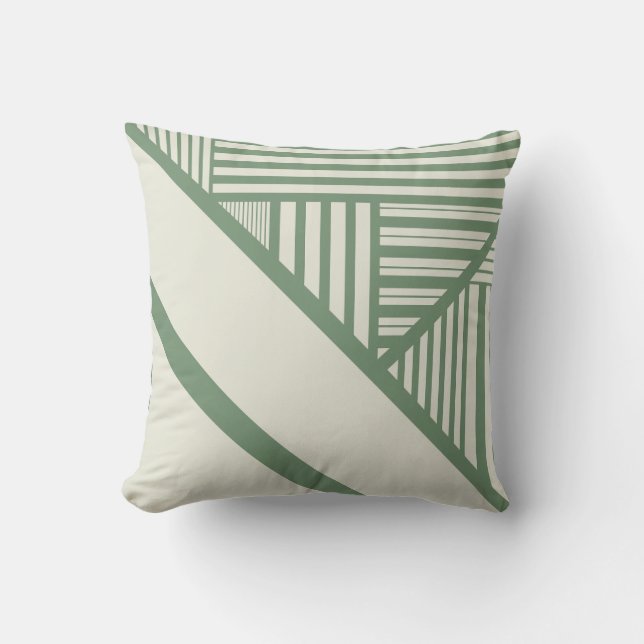 Driehoekige strepen in Groen Kussen (Voorkant)