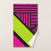 Driehoekige strepen in Lime Green, Hot Pink en Bla Bad Handdoek (Handdoek)