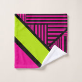 Driehoekige strepen in Lime Green, Hot Pink en Bla Bad Handdoek (Wasdoekje)