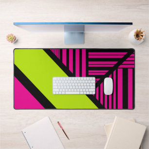 Driehoekige strepen in Lime Green, Hot Pink en Bla Bureaumat