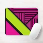 Driehoekige strepen in Lime Green, Hot Pink en Bla Muismat (Met muis)