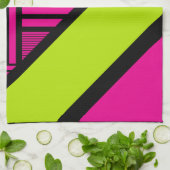 Driehoekige strepen in Lime Green, Hot Pink en Bla Theedoek (Gevouwen)