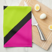 Driehoekige strepen in Lime Green, Hot Pink en Bla Theedoek (Quarter Fold)