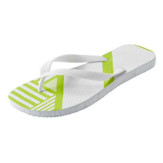 Driehoekige strepen in Lime Groen en Wit Teenslippers (Schuin)