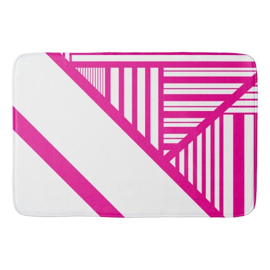 Driehoekige strepen in Magenta en Wit Badmat (Voorkant)