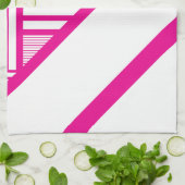 Driehoekige strepen in Magenta en Wit Theedoek (Gevouwen)