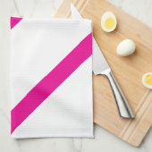 Driehoekige strepen in Magenta en Wit Theedoek (Quarter Fold)