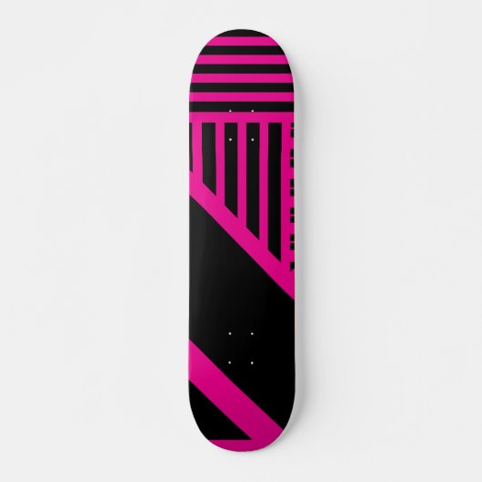 Driehoekige strepen in magenta en zwart persoonlijk skateboard (Voorkant)