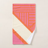 Driehoekige strepen in roze, Sinaasappel en crème Bad Handdoek (Handdoek)