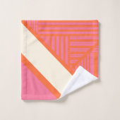 Driehoekige strepen in roze, Sinaasappel en crème Bad Handdoek (Wasdoekje)