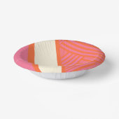 Driehoekige strepen in roze, Sinaasappel en crème Papieren Kommen (Gebogen)