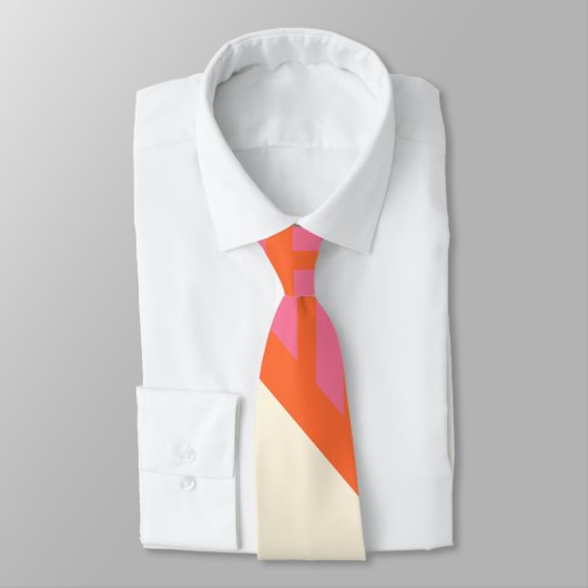 Driehoekige strepen in roze, Sinaasappel en crème Stropdas (Gebonden)