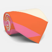 Driehoekige strepen in roze, Sinaasappel en crème Stropdas (Opgerold)