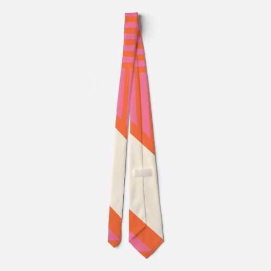 Driehoekige strepen in roze, Sinaasappel en crème Stropdas (Achterkant)