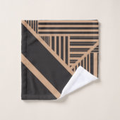 Driehoekige strepen in Tan en Zwart Bad Handdoek (Wasdoekje)
