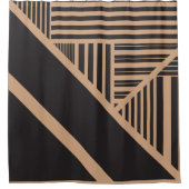 Driehoekige strepen in Tan en Zwart Douchegordijn (Voorkant)