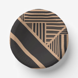 Driehoekige strepen in Tan en Zwart Papieren Kommen