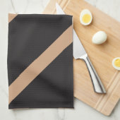 Driehoekige strepen in Tan en Zwart Theedoek (Quarter Fold)