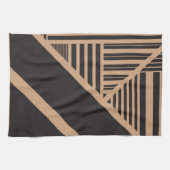 Driehoekige strepen in Tan en Zwart Theedoek (Horizontaal)