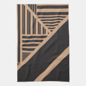 Driehoekige strepen in Tan en Zwart Theedoek (Verticaal)